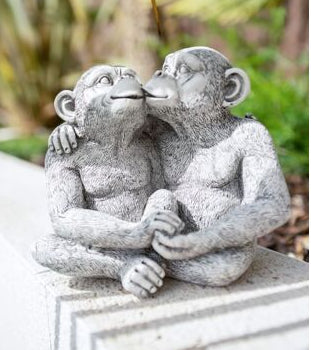 kissing monkeys garden statue