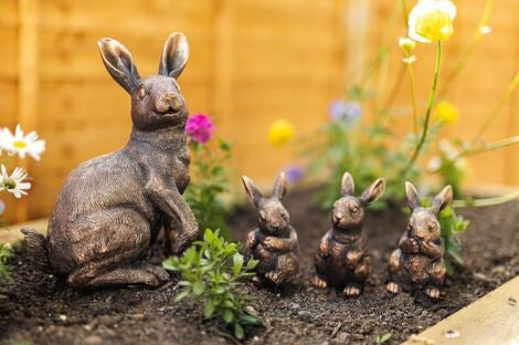 4x Rabbit Garden Ornaments Bunny Family