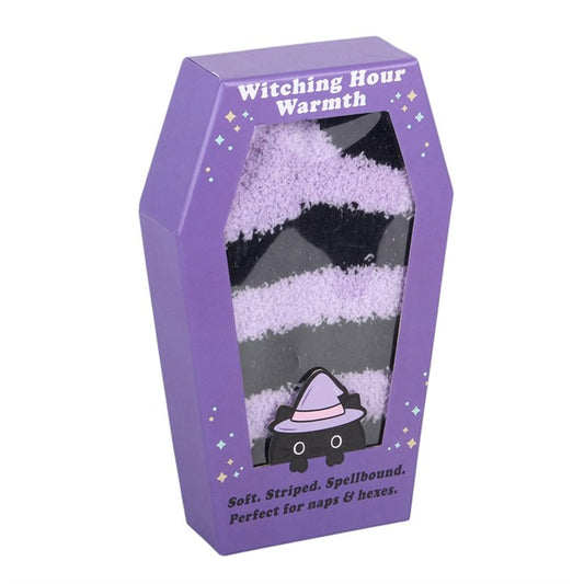 Pastel Purple Striped Socks in Coffin Gift Box