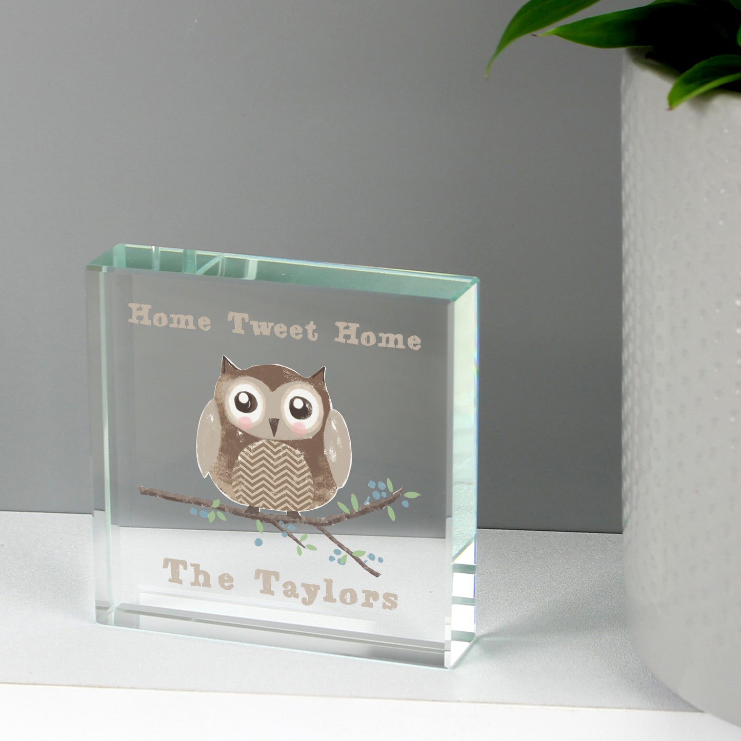 Personalised Woodland Owl Crystal Token