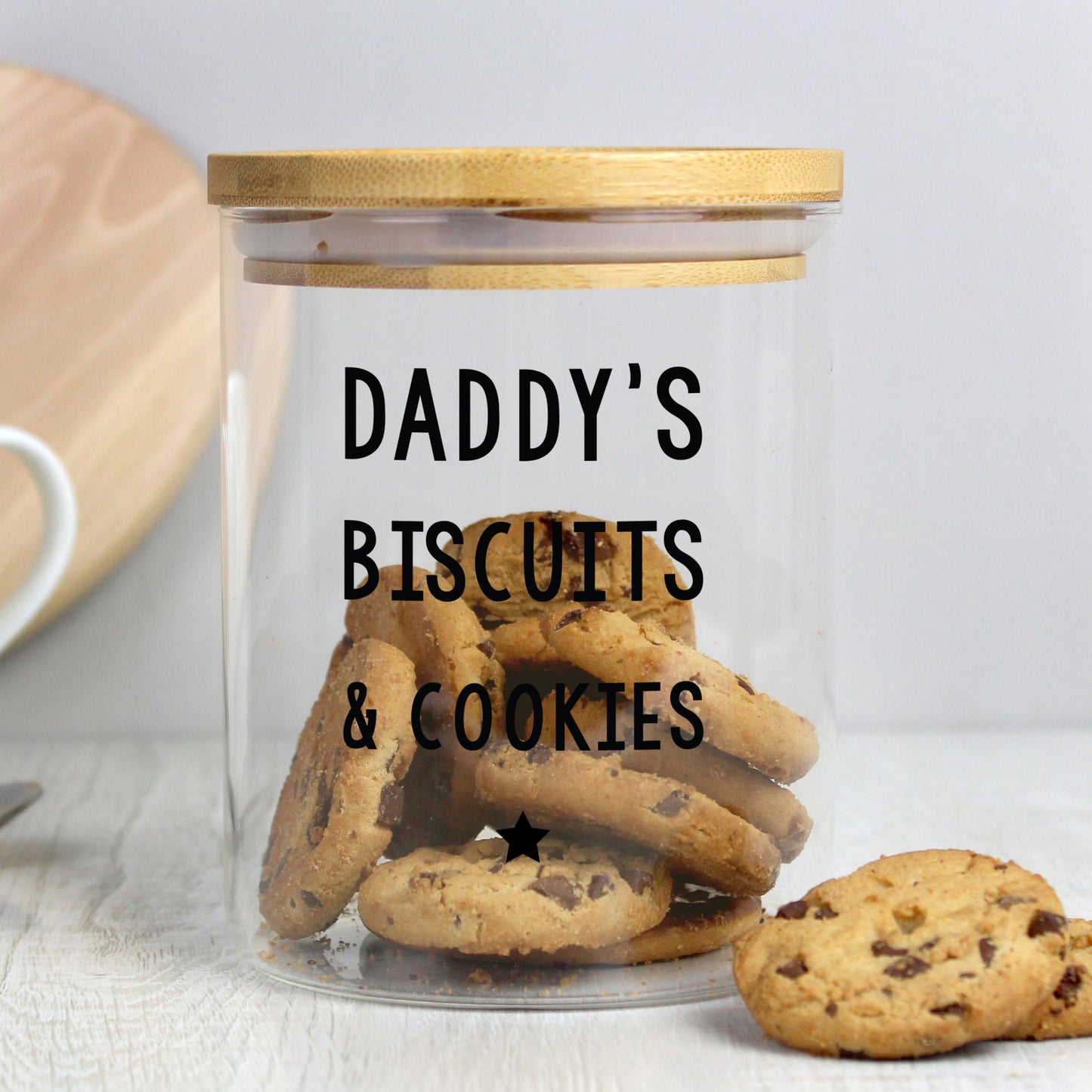 Personalised Free Text Glass Jar with Bamboo Lid
