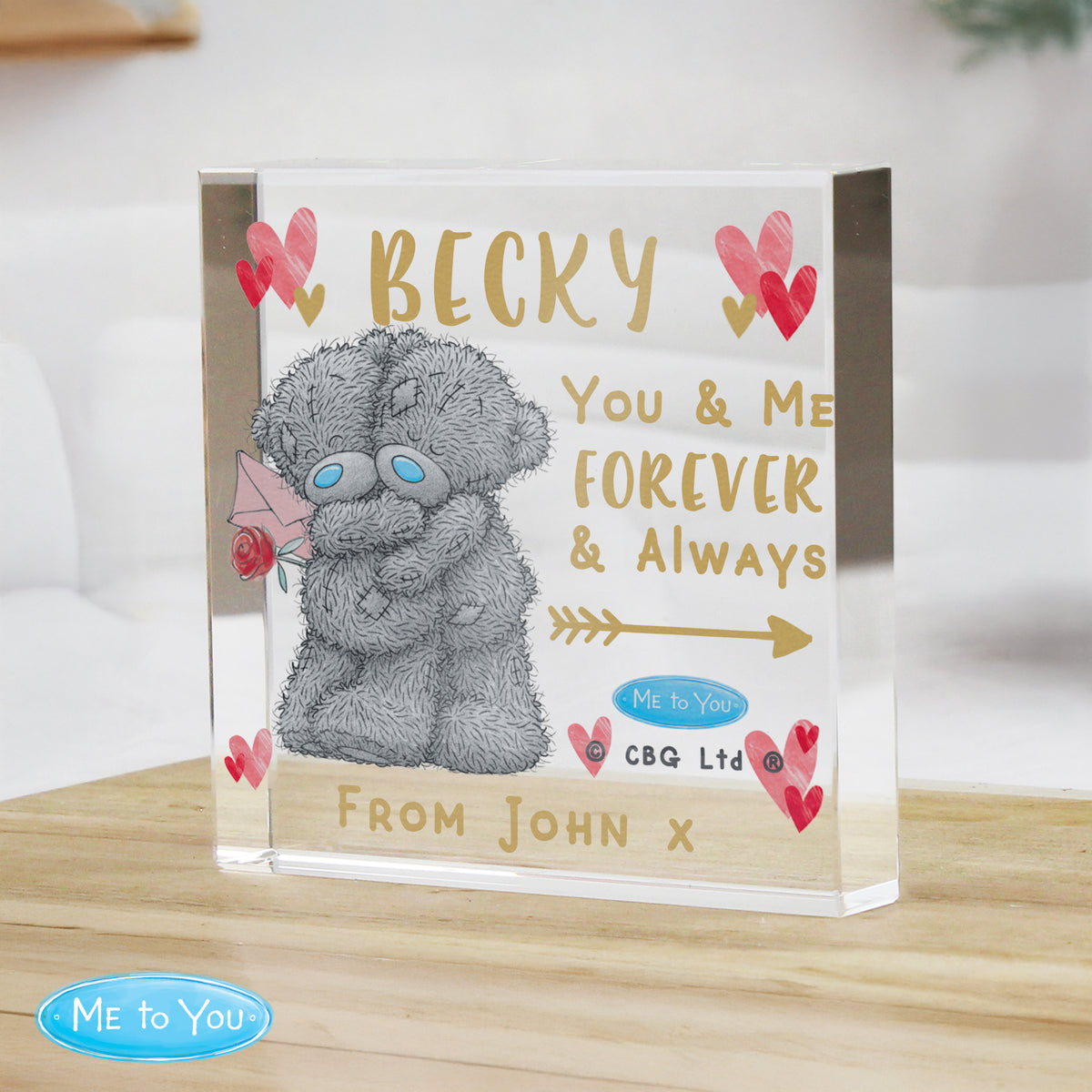 Personalised Me To You Hold You Forever Crystal Token