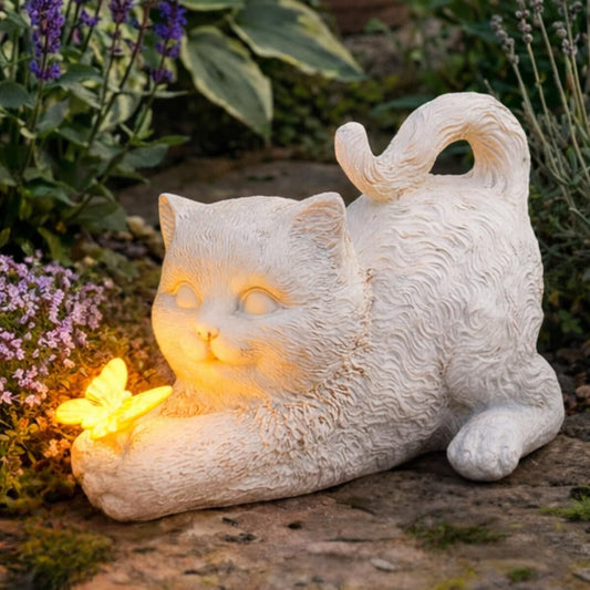 Pet Memorial Solar Light Cat with Butterfly