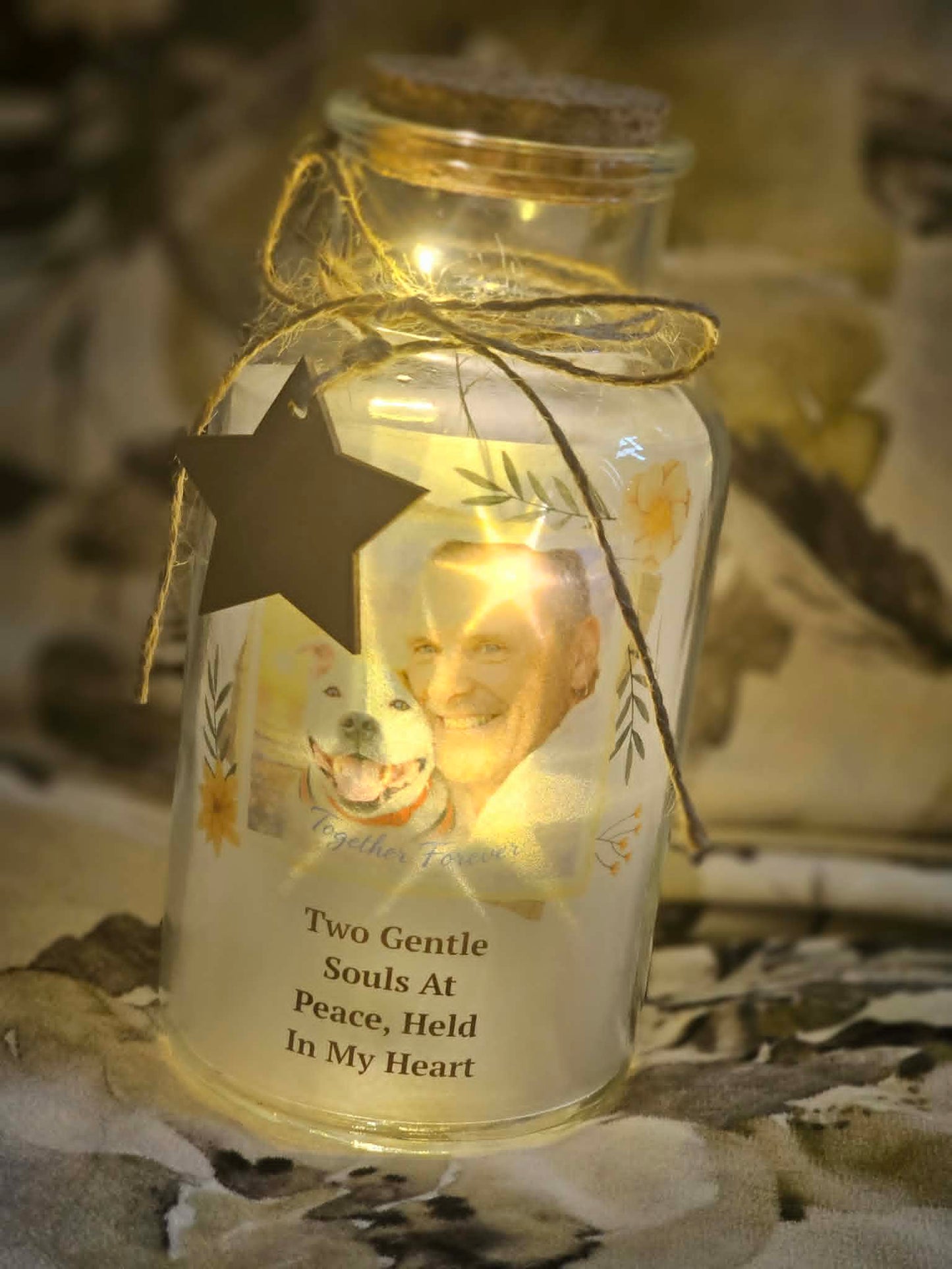 Personalised Wild Flowers Photo Upload LED Light Up Jar