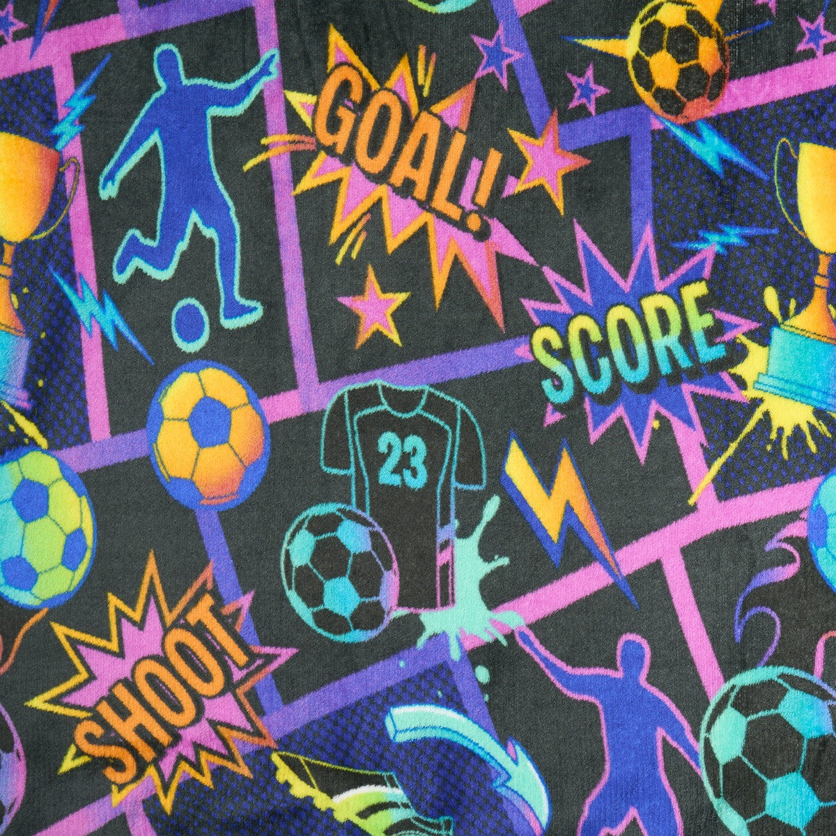 Football Comic Print Fleece Throw - Multi