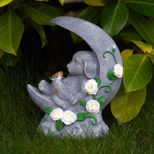 Dog Memorial Stone Effect Solar Light Half Moon