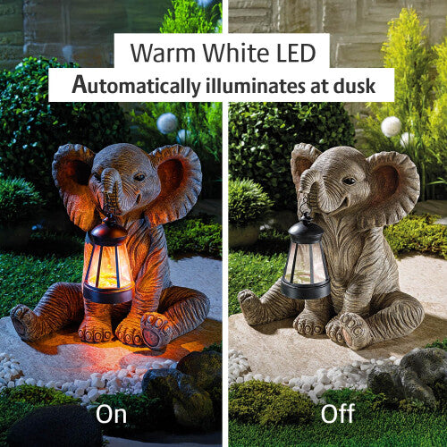 Elephant Lantern with Solar LED Light