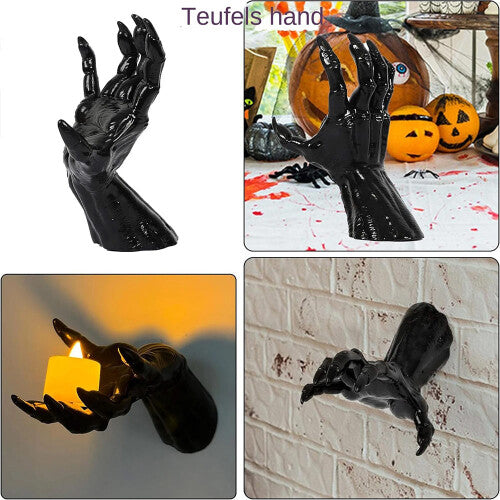 3x Mounted Creepy Reaching Hands Candles Holder