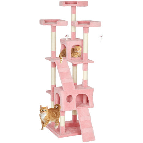 Cat Tower Scratching Post Activity Centre for Indoor Pink