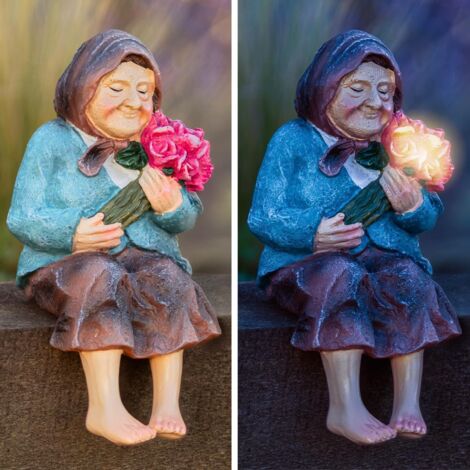 Solar LED Garden Ornament – Outdoor Resin Grandmother
