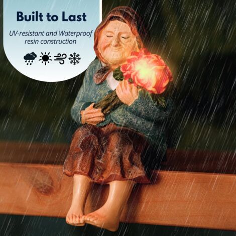 Solar LED Garden Ornament – Outdoor Resin Grandmother