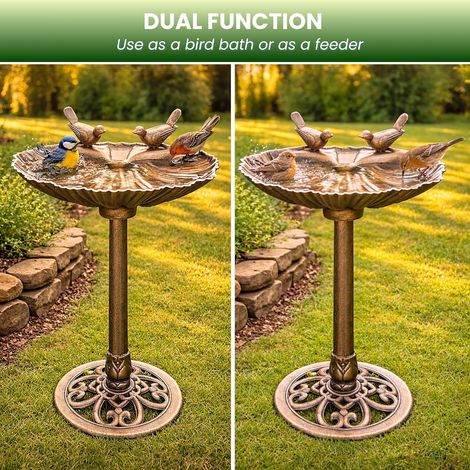 Large bronze effect bird bath pedestal