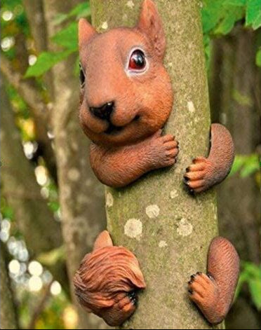 Red squirrel garden animal statue
