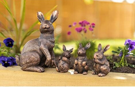 4x Rabbit Garden Ornaments Bunny Family