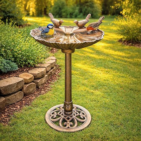 Large bronze effect bird bath pedestal