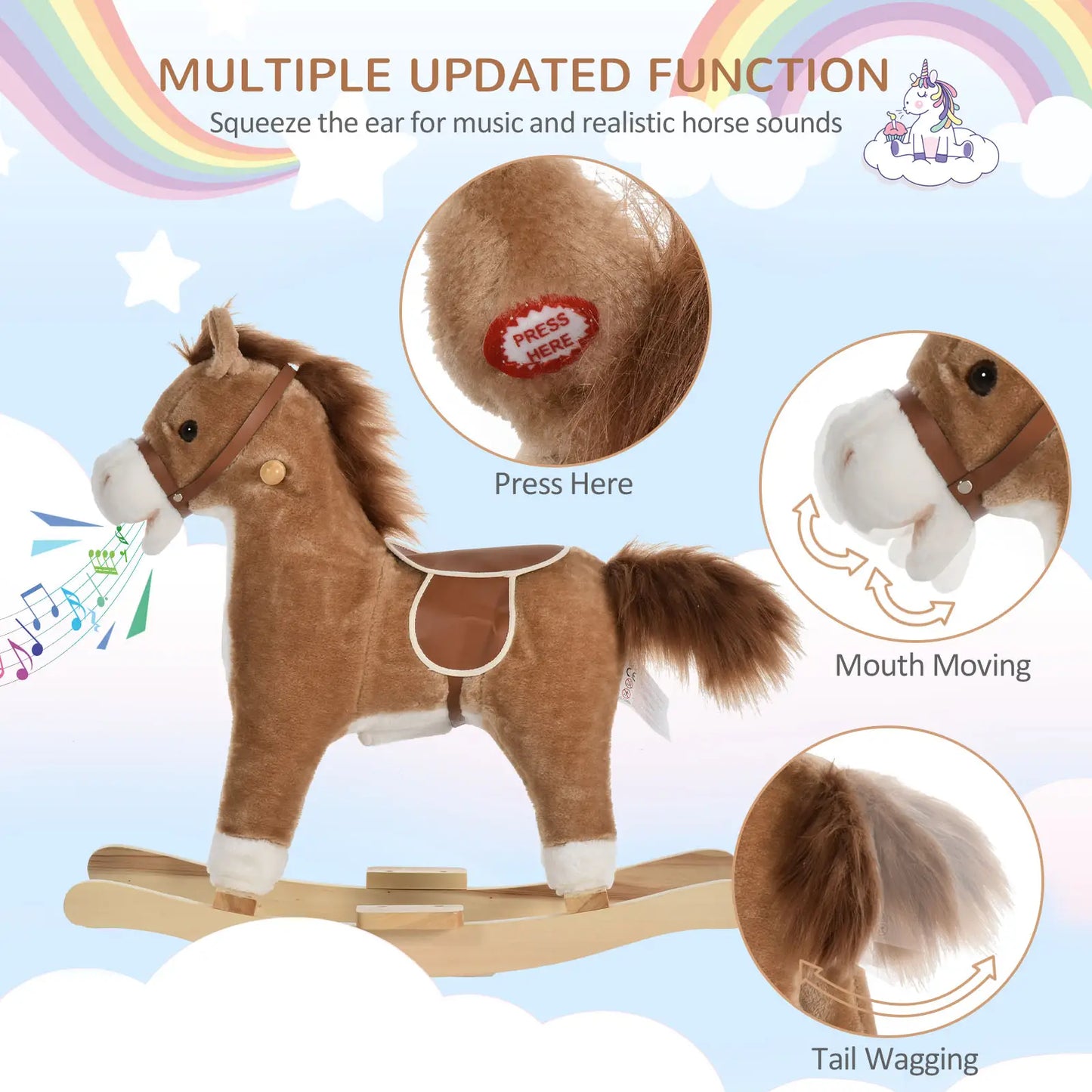 Classic Rocking Horse, with Moving Mouth, Neighing Sounds,