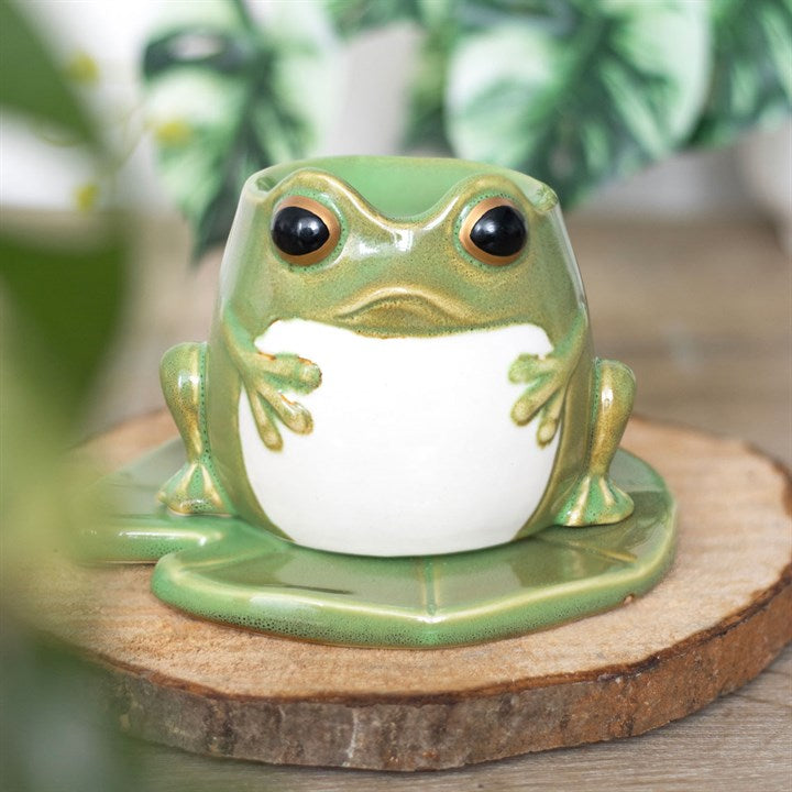 Frog Shaped Oil Burner and Lily Pad Plate
