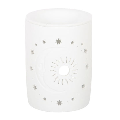 White Sun and Moon Cut Out Oil Burner and Wax Warmer