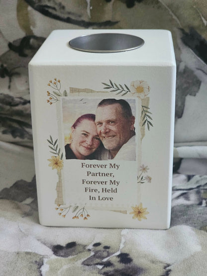 Personalised Wild Flowers Photo Upload Tealight Holder