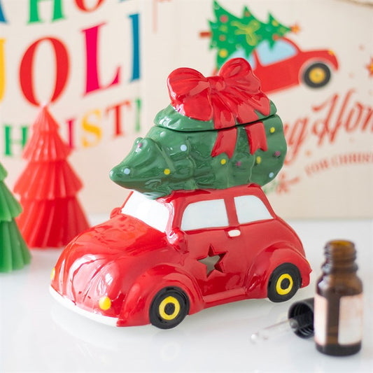 Car with Christmas Tree Ceramic Oil Burner