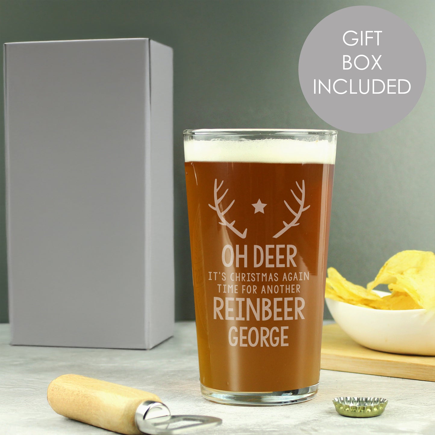 Personalised Time For A Reinbeer Pint Glass