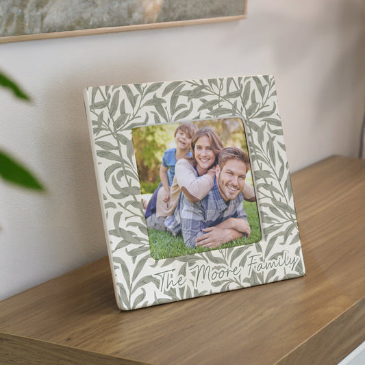 Personalised Leaf Print Ceramic 4x4 Frame