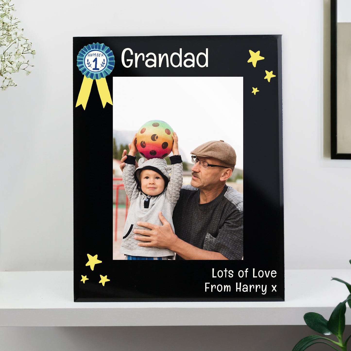Personalised No.1 Black Glass 5x7 Frame