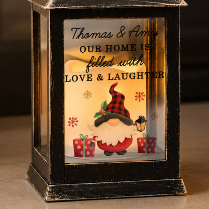 Personalised Christmas Gonk Black LED Lantern