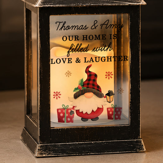 Personalised Christmas Gonk Black LED Lantern