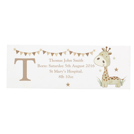 Personalised Hessian Giraffe Wooden Mantel Decoration