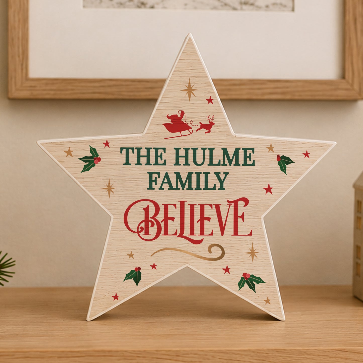 Personalised Believe Wooden Star Ornament