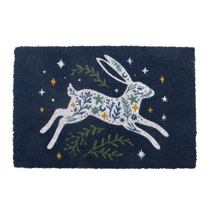 Blue Leaping Hare Doormat