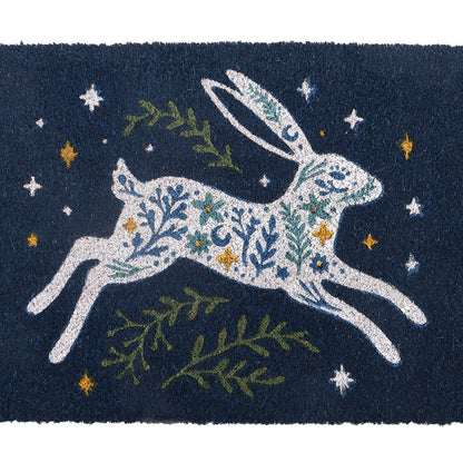 Blue Leaping Hare Doormat