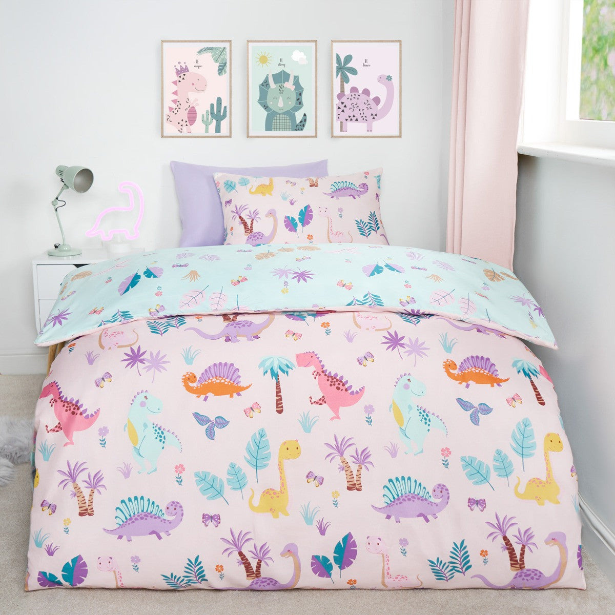Girls dinosaur Reversible Duvet Set