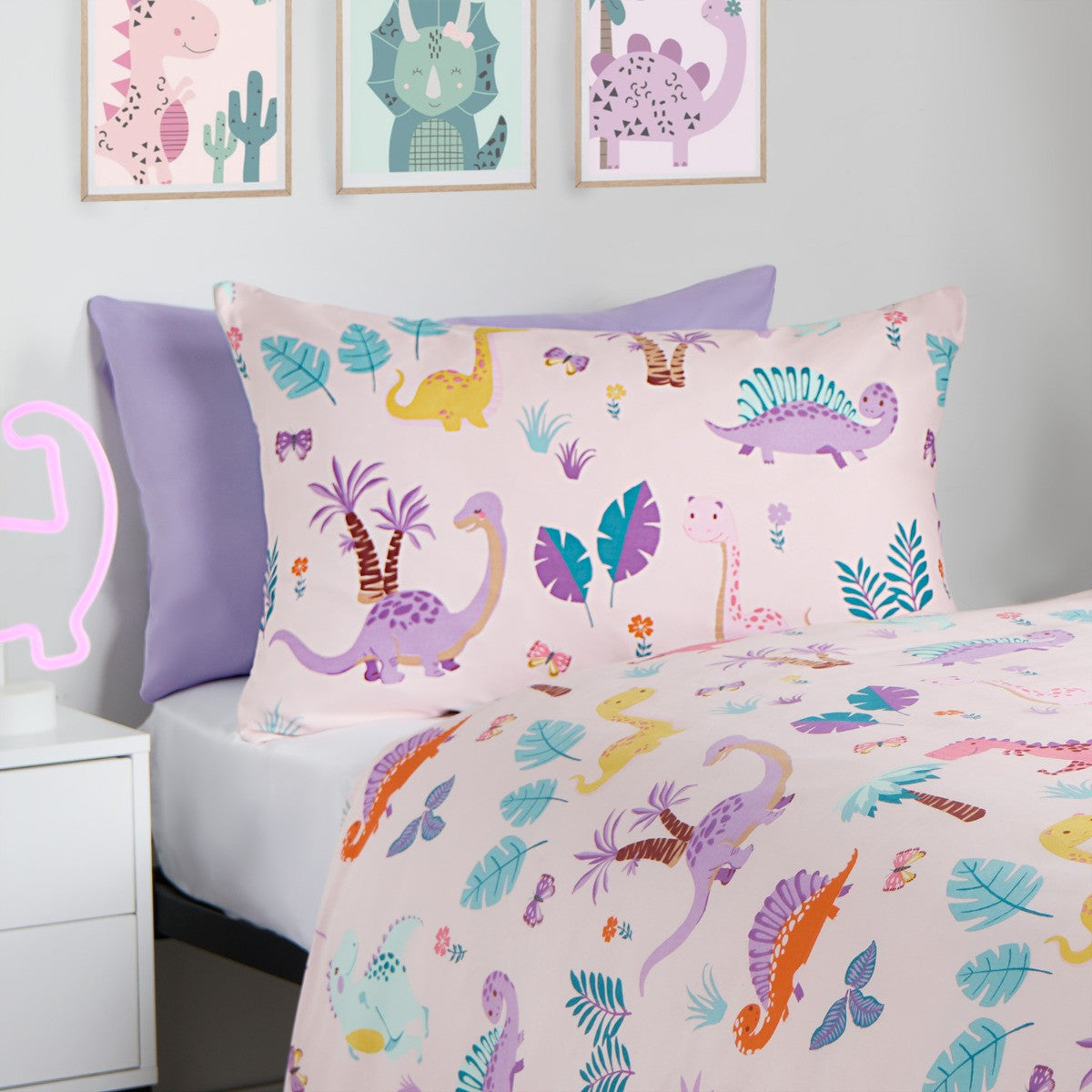 Girls dinosaur Reversible Duvet Set
