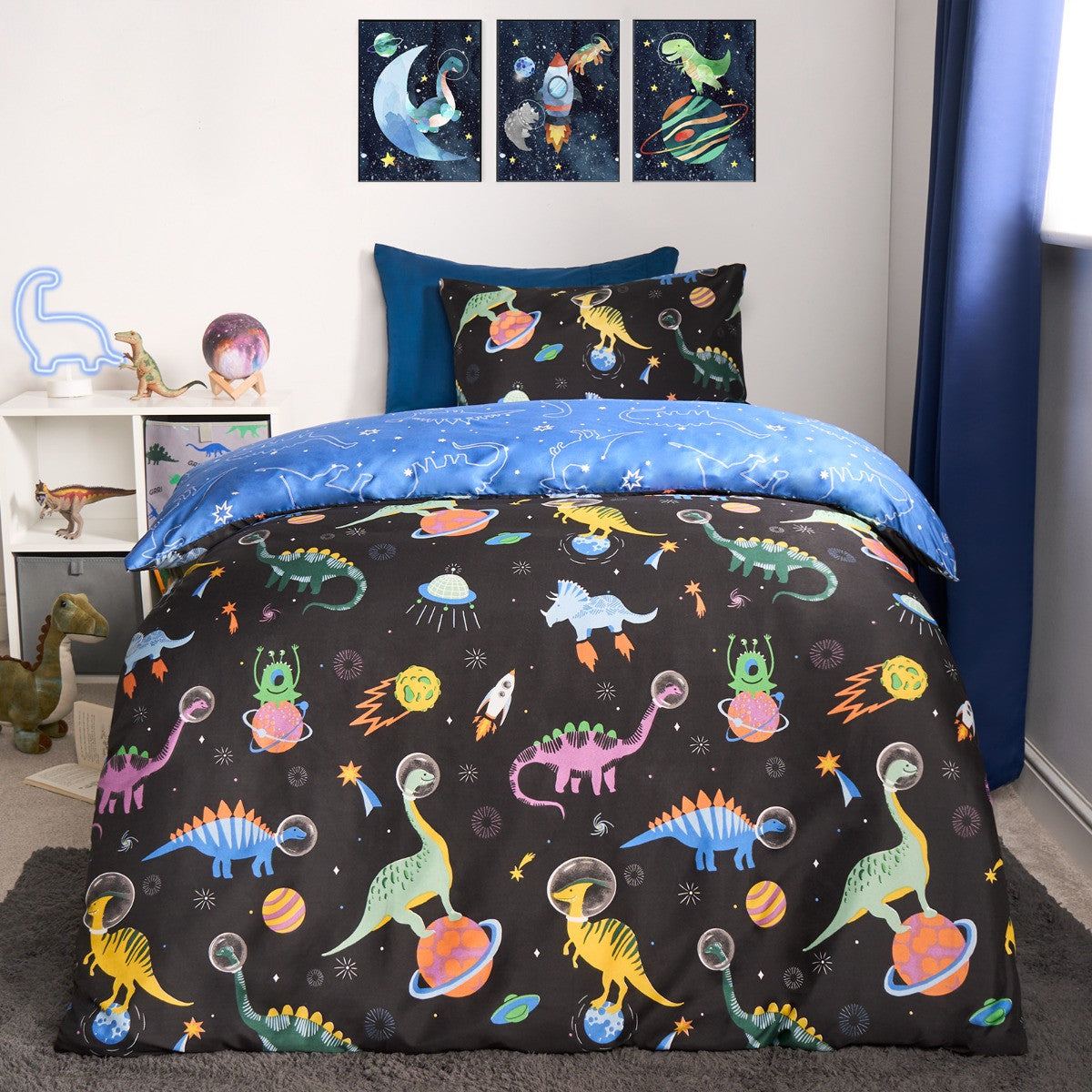Dinosaur Space Print Reversible Duvet set