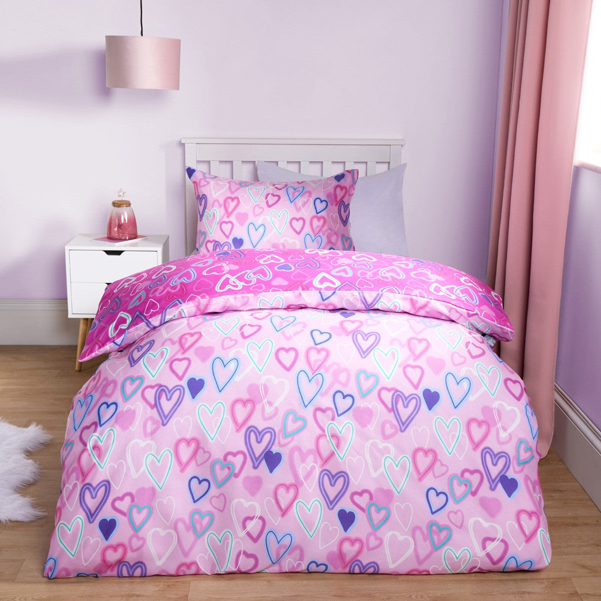 Neon Hearts Reversible Duvet