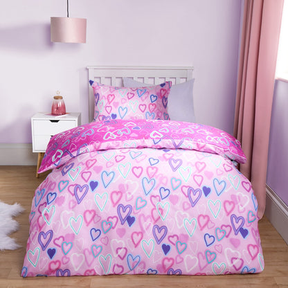 Neon Hearts Reversible Duvet