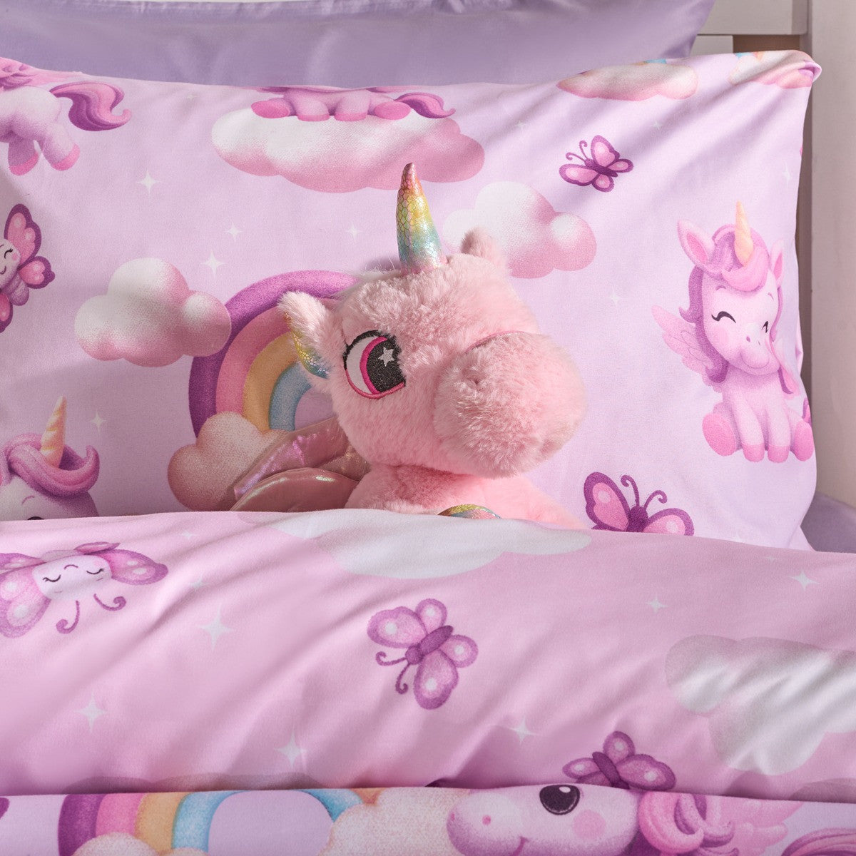 Girls Unicorn Print Duvet Set