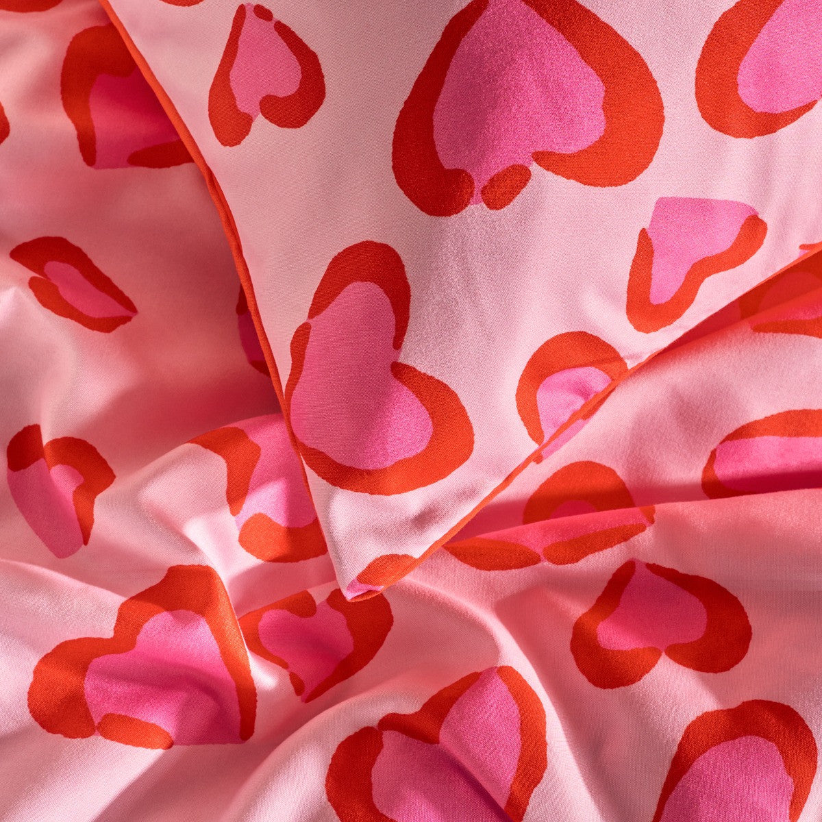 Heart Leopard Print Duvet Cover Set - Pink