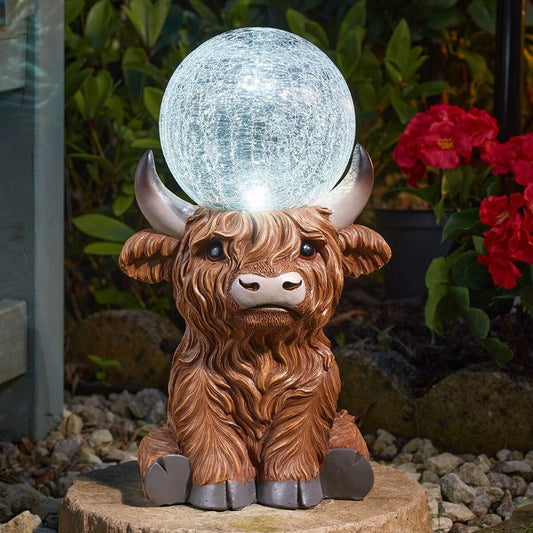 Highland Cow Orb Garden Ornament