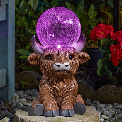 Highland Cow Orb Garden Ornament