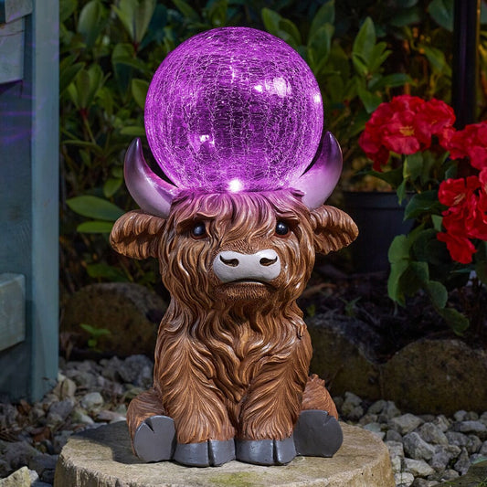 Highland Cow Orb Garden Ornament