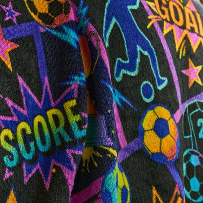 Football Comic Print Fleece Throw - Multi