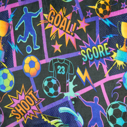 Football Comic Print Fleece Throw - Multi