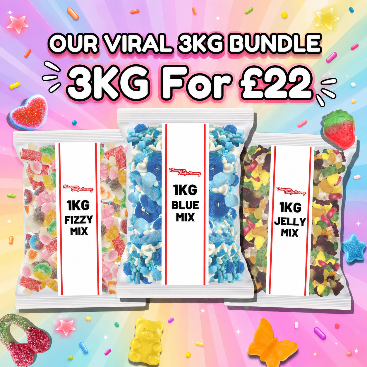 3Kg Fizzy, Jelly and Blue Sweet Assortment