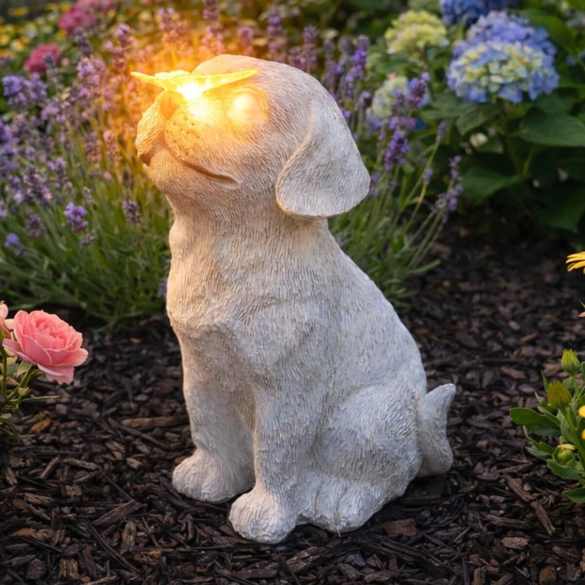 Pet Memorial Solar Light Dog with Butterfly