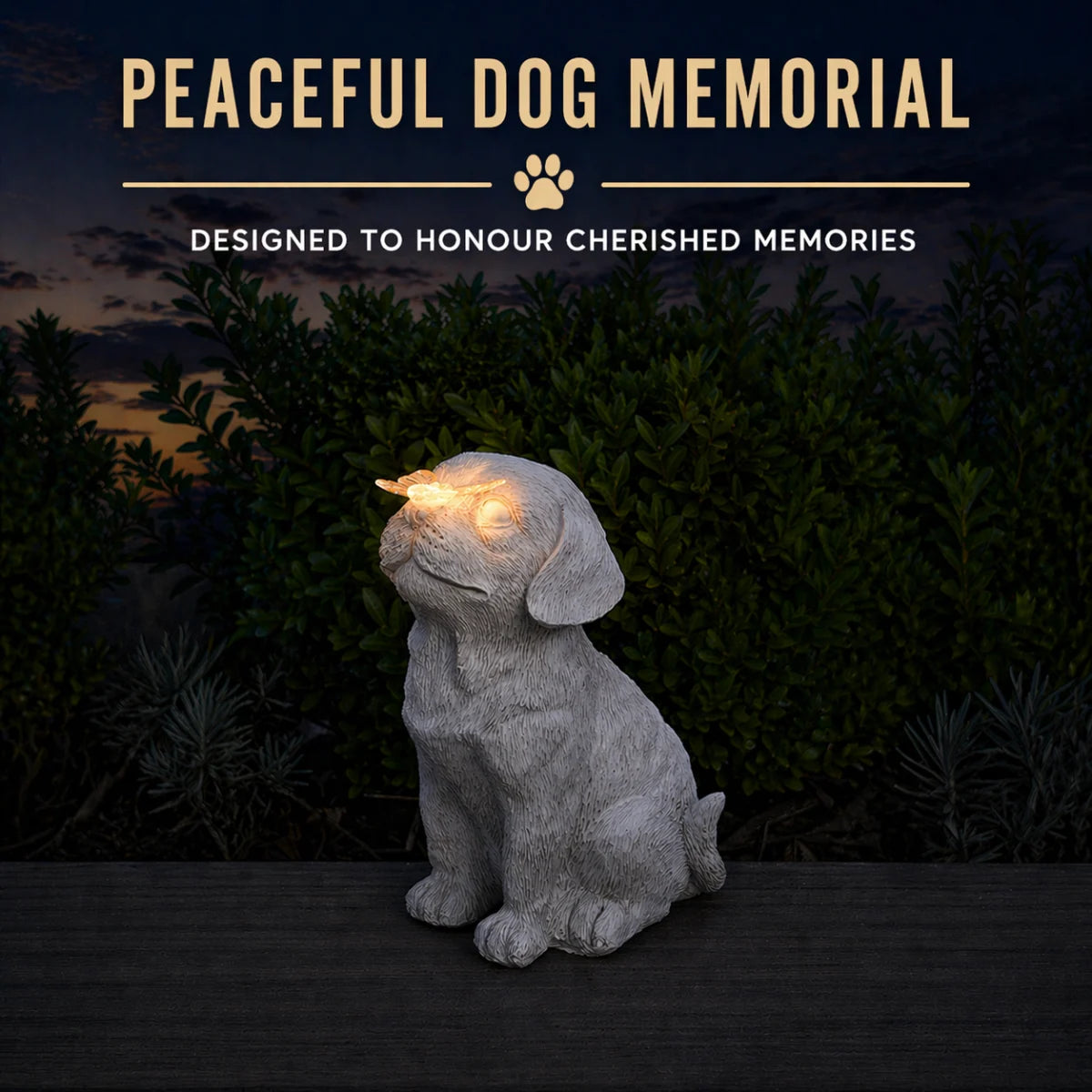 Pet Memorial Solar Light Dog with Butterfly