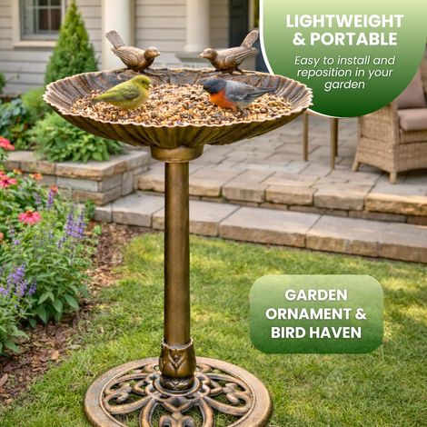 Large bronze effect bird bath pedestal