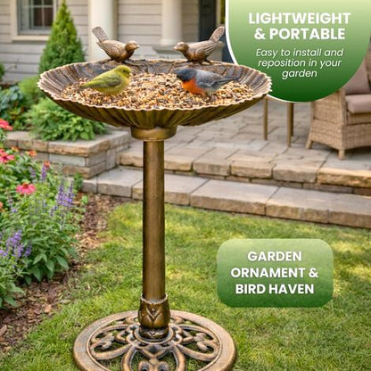 Large bronze effect bird bath pedestal